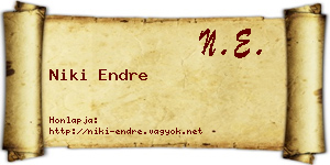 Niki Endre névjegykártya